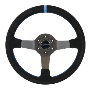 Vigor Volant Silverstone Couture croisée bleue Avec ligne centrale bleue Noir - Noir 340mm Peau Retournée