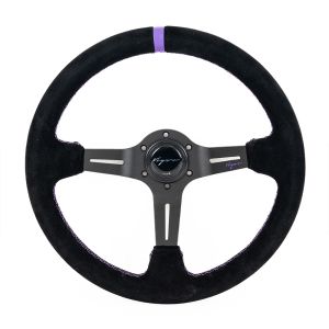 Vigor Volant Daytona Couture croisée violette Avec ligne centrale violette Noir - Noir 350mm Peau Retournée