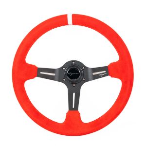 Vigor Volant Daytona Couture croisée rouge Avec ligne centrale blanche Rouge - Noir 350mm Peau Retournée