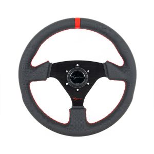 Vigor Volant Monza Couture croisée rouge Avec ligne centrale rouge Noir - Noir 330mm Cuir Perforé