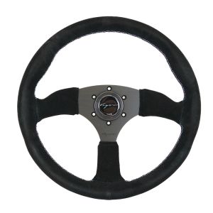 Vigor Volant Spa Couture croisée de sport automobile Noir - Noir 350mm Peau Retournée