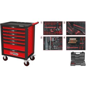 KS tools Chariot à outils Racingline 7 tiroirs avec 515 outils Rouge Acier