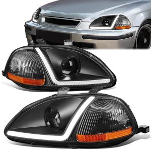 SK-Import Phare LED Fond Noir Transparent Honda Civic Pre Facelift