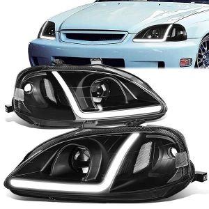 SK-Import Phare LED Fond Noir Transparent Honda Civic Facelift